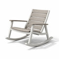 Fauteuil à bascule de terrasse en bois composite et aluminium blanc cassé et taupe - 2026