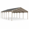 Abri double en acier beige et anthracite avec toit rigide à double pente, 900 × 600 × 320 cm - 2026