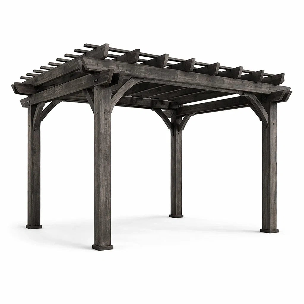 Pergola en bois de cèdre pour extérieur 300x300x250 cm gris - 2026