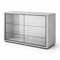 Vitrine en verre trempé et métal gris clair 120x40x90 cm - 2026