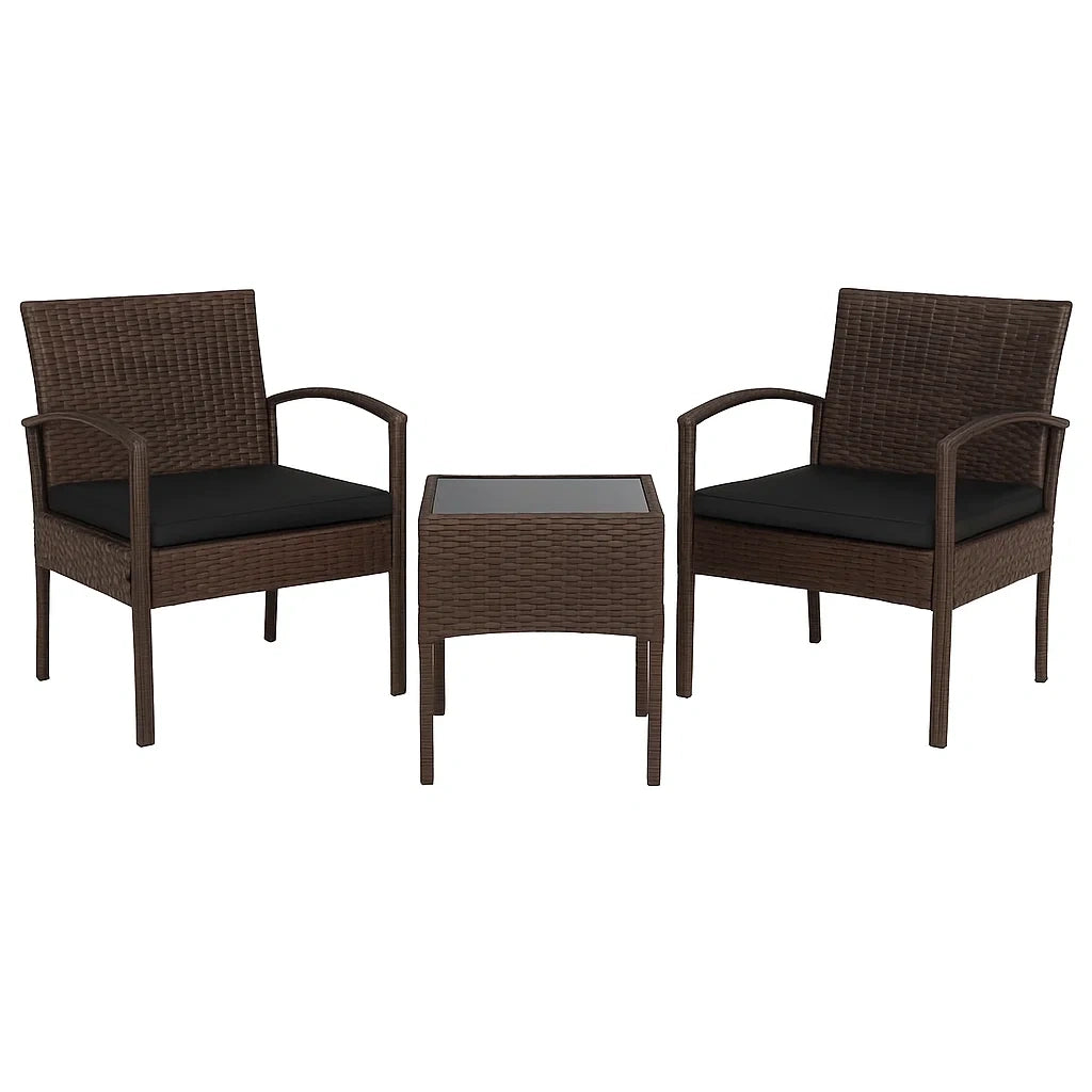Petit ensemble de conversation de jardin avec chaises en résine et table en verre trempé - 2026
