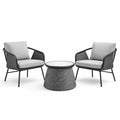 Ensemble de détente en rotin synthétique avec coussins gris et table basse en verre - 2026
