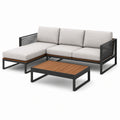 Ensemble de Mobilier d'Extérieur en Aluminium avec Coussins en Tissu et Table Basse en Acacia - 2026