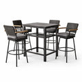 Ensemble de bar en aluminium et rotin gris avec 4 tabourets - 2026