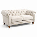Canapé Chesterfield en Tissu de Lin Beige - 2026