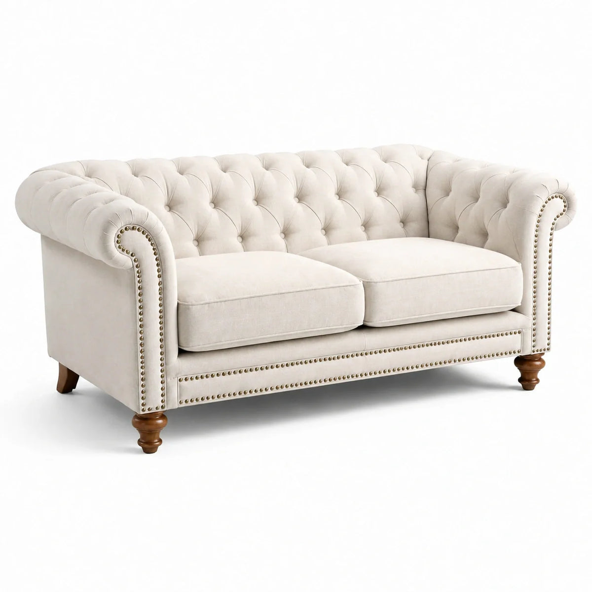 Canapé Chesterfield en Tissu de Lin Beige - 2026