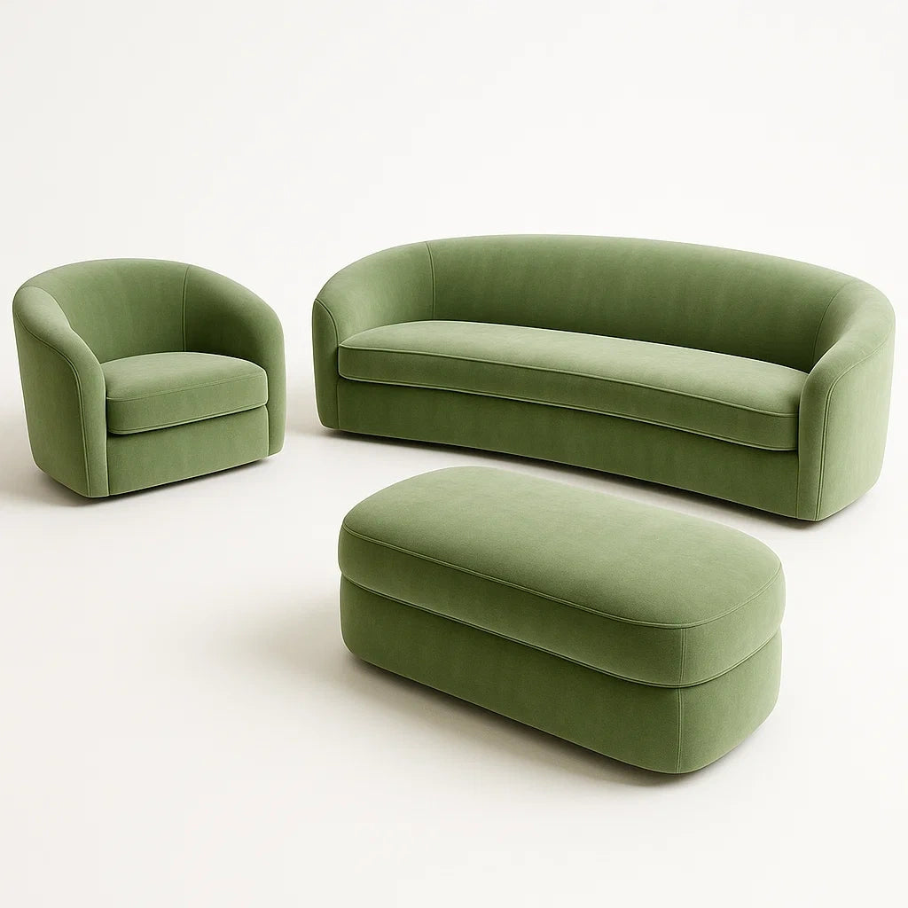 Ensemble de Canapés 3 Pièces en Tissu Vert - 2026