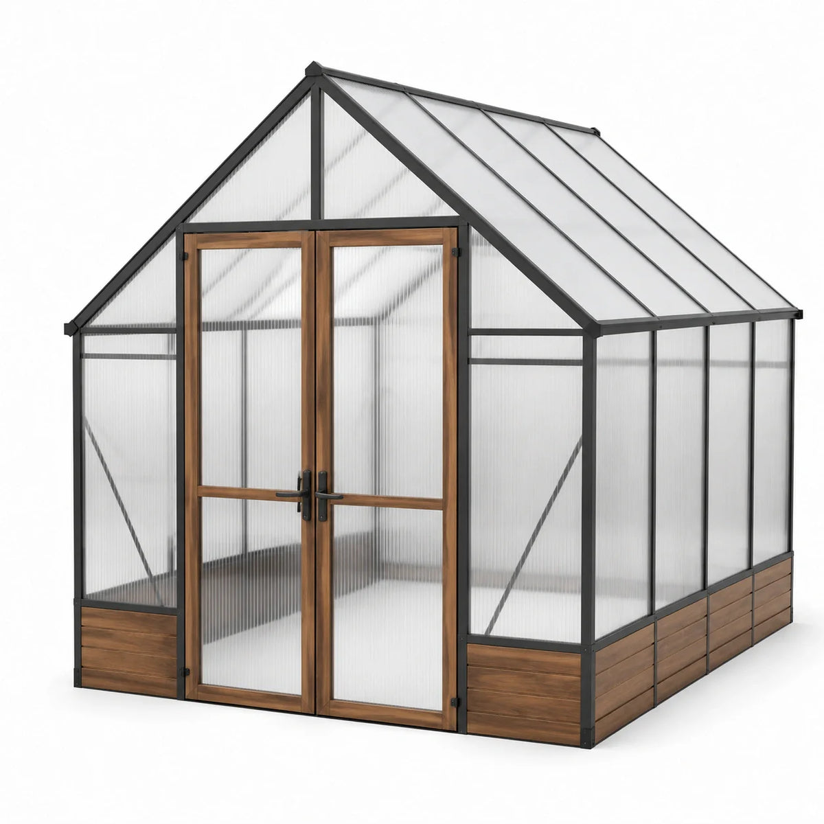 Serre en aluminium et polycarbonate avec cadre en bois - 2026
