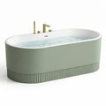 Baignoire îlot ovale en acrylique vert avec robinetterie - 2026