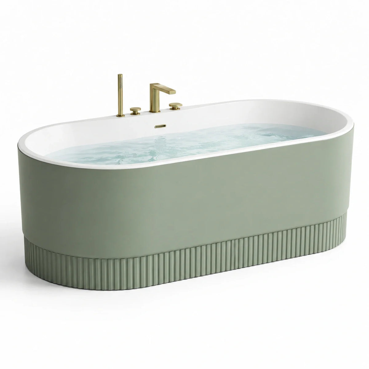 Baignoire îlot ovale en acrylique vert avec robinetterie - 2026
