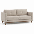 Canapé 3 places tissu polyester beige avec pieds en bois massif - 2026