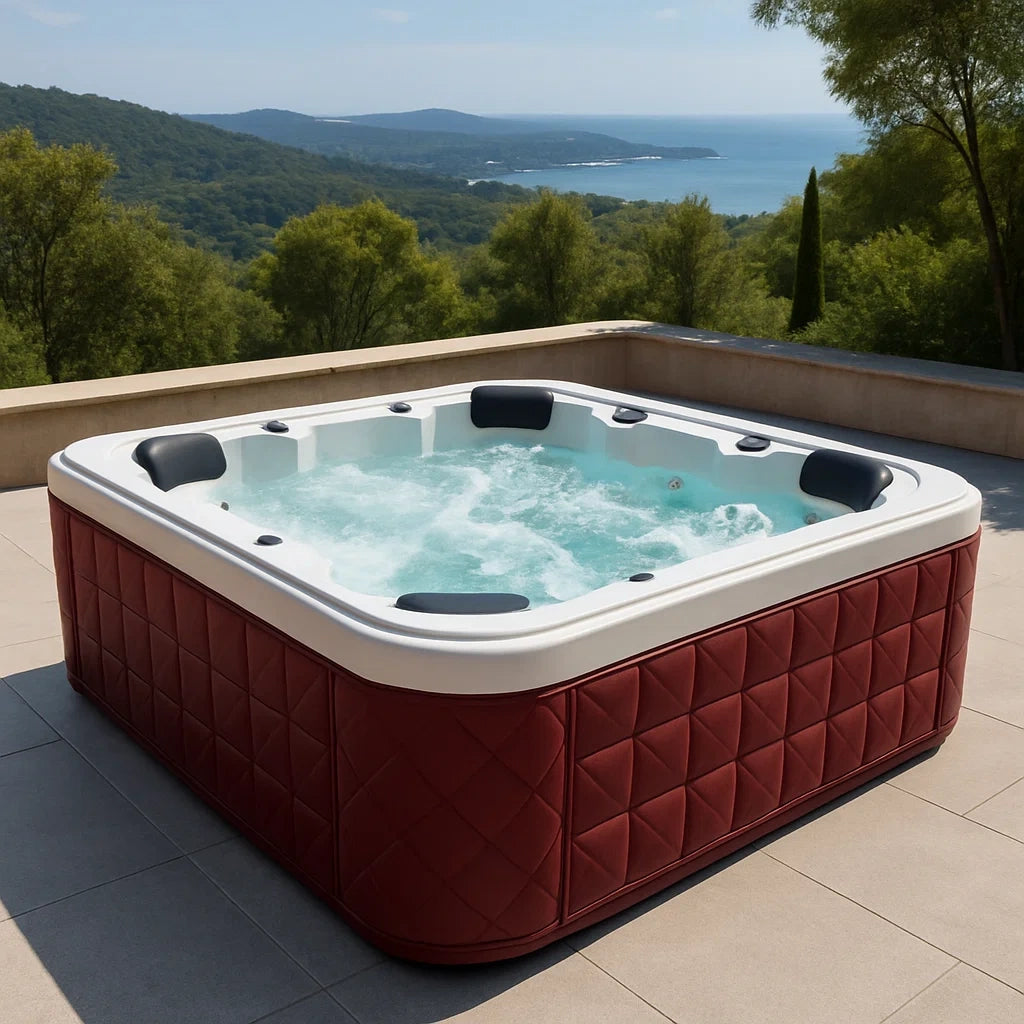 Jacuzzi Carré 5 Places Similicuir Rouge - 2026