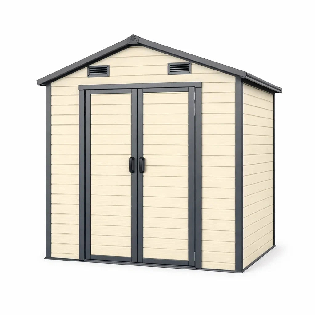 Abri de jardin en plastique beige et gris 185 x 152 x 226 cm - 2026