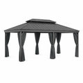 Pavillon de Jardin en Aluminium Gris avec Rideaux - 2026
