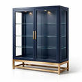 Vitrine en bois bleu marine et métal doré avec verre trempé - 2026