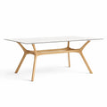 Table à manger en verre trempé et chêne 180x90x75 cm - 2026