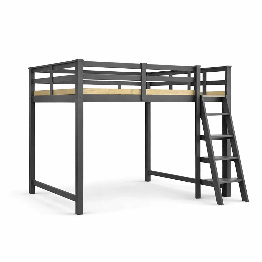 Lit mezzanine en métal et bois gris - 2026