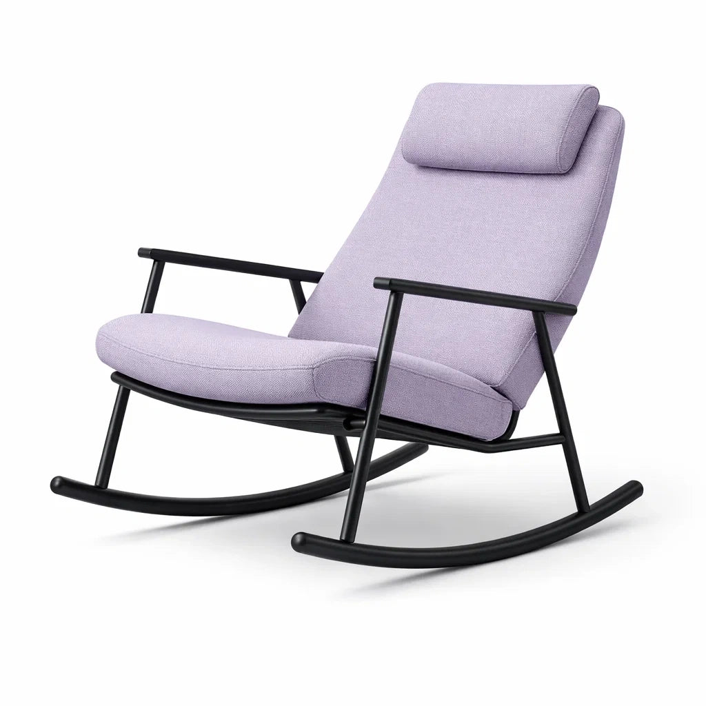 Fauteuil à bascule d’intérieur en tissu polyester violet avec structure en métal noir - 2026