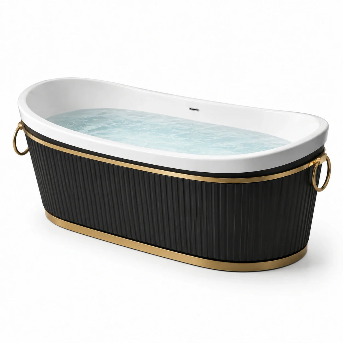 Baignoire îlot acrylique noir avec finition dorée 170cm - 2026