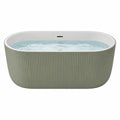 Baignoire îlot ovale en acrylique nervuré blanc et vert olive 180 x 85 x 60 cm - 2026