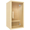 Cabine de sauna infrarouge en bois clair pour 1 personne avec porte en verre trempé - 2026