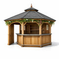Kiosque bar de jardin octogonal en bois avec toit en ardoise - 2026