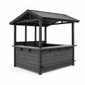 Kiosque à bar de jardin en métal et bois composite avec toit en acier gris - 2026