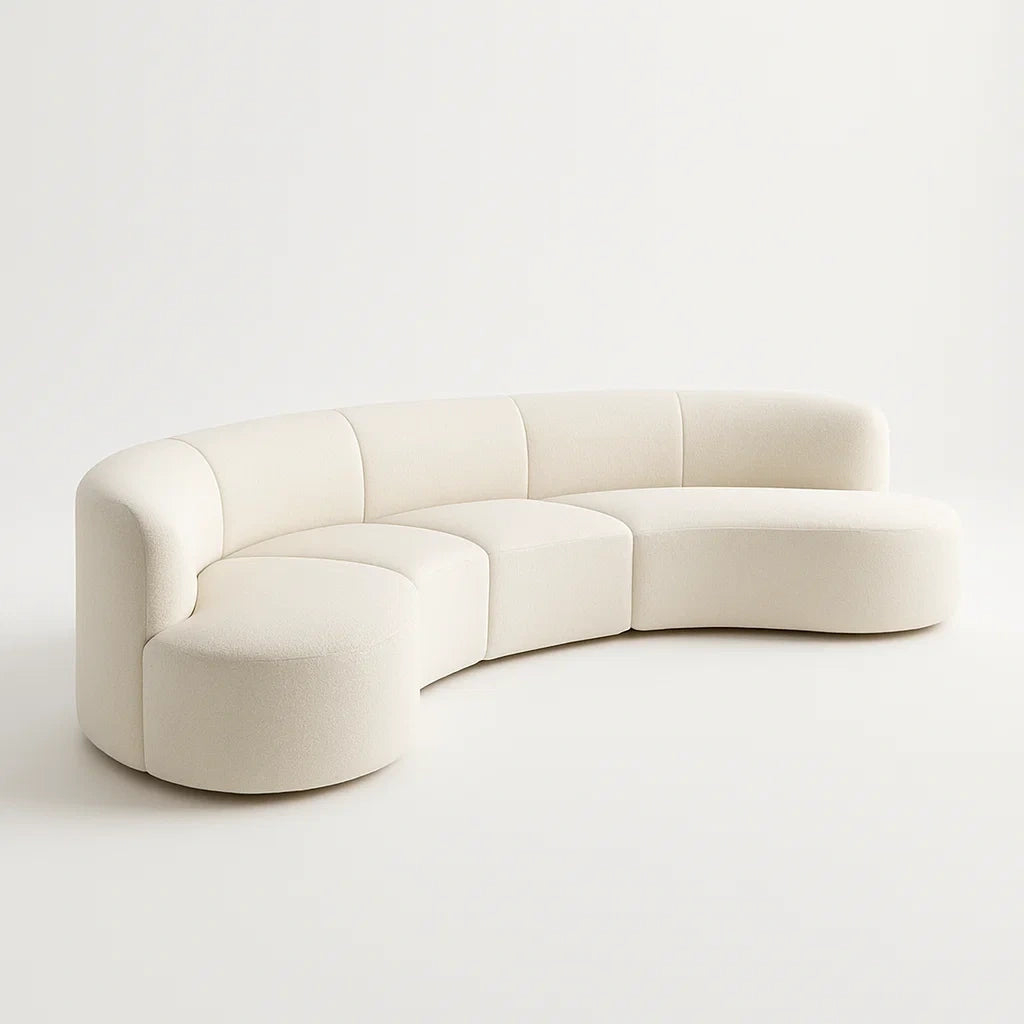 Canapé d'angle courbé en tissu polyester Crème - 2026