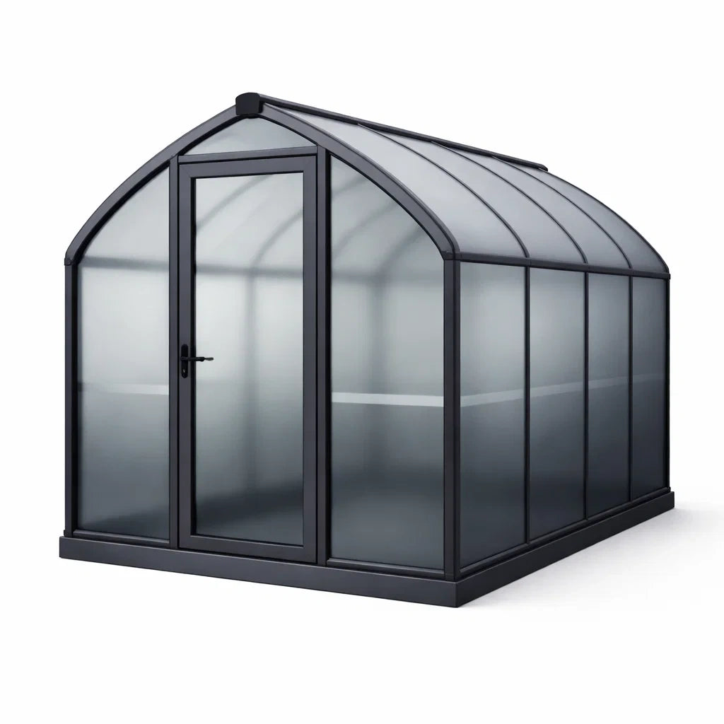 Serre en aluminium et polycarbonate gris foncé - 2026