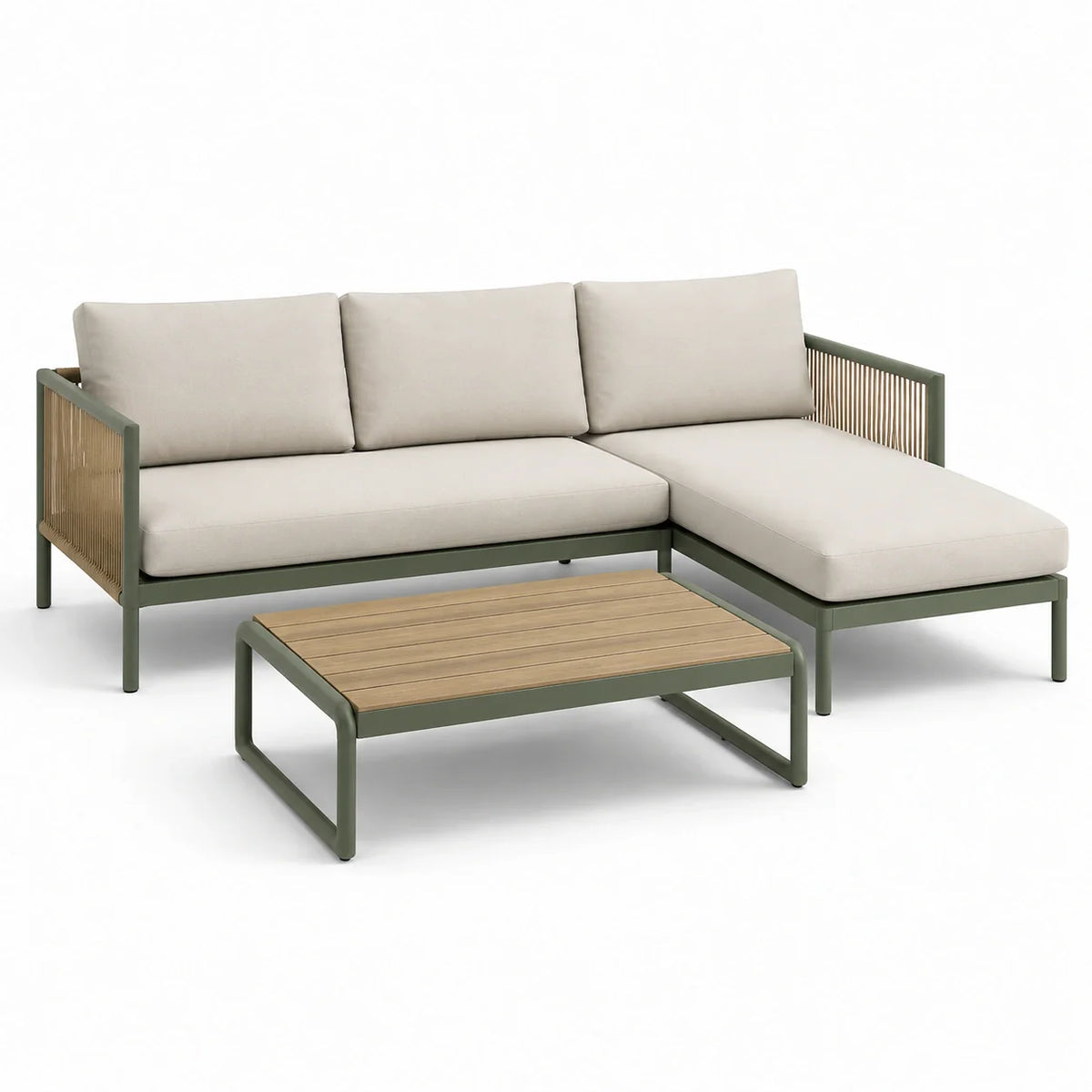 Ensemble de salon de jardin en aluminium, tissu et bois d'acacia - 2026