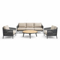 Ensemble de salon de jardin en aluminium avec coussins en polyester beige - 2026