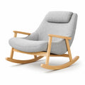 Fauteuil à bascule d’intérieur en tissu gris clair avec cadre en bois - 2026