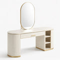 Coiffeuse en bois et métal doré avec miroir ovale 150x50x140 cm - 2026