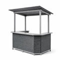 Kiosque bar de jardin en résine tressée avec toit métallique gris anthracite - 2026