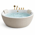 Baignoire ronde acrylique blanc avec accessoires dorés 180 cm - 2026