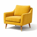 Fauteuil en tissu polyester jaune avec pieds en bois - 2026