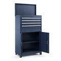 Armoire à outils en acier bleu 4 tiroirs 2 portes 70x35x160 cm - 2026
