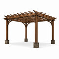 Pergola en bois avec piliers en pierres reconstituées - 2026