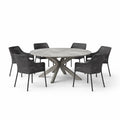Ensemble table et chaises extérieur avec table ronde en bois et chaises en rotin - 2026