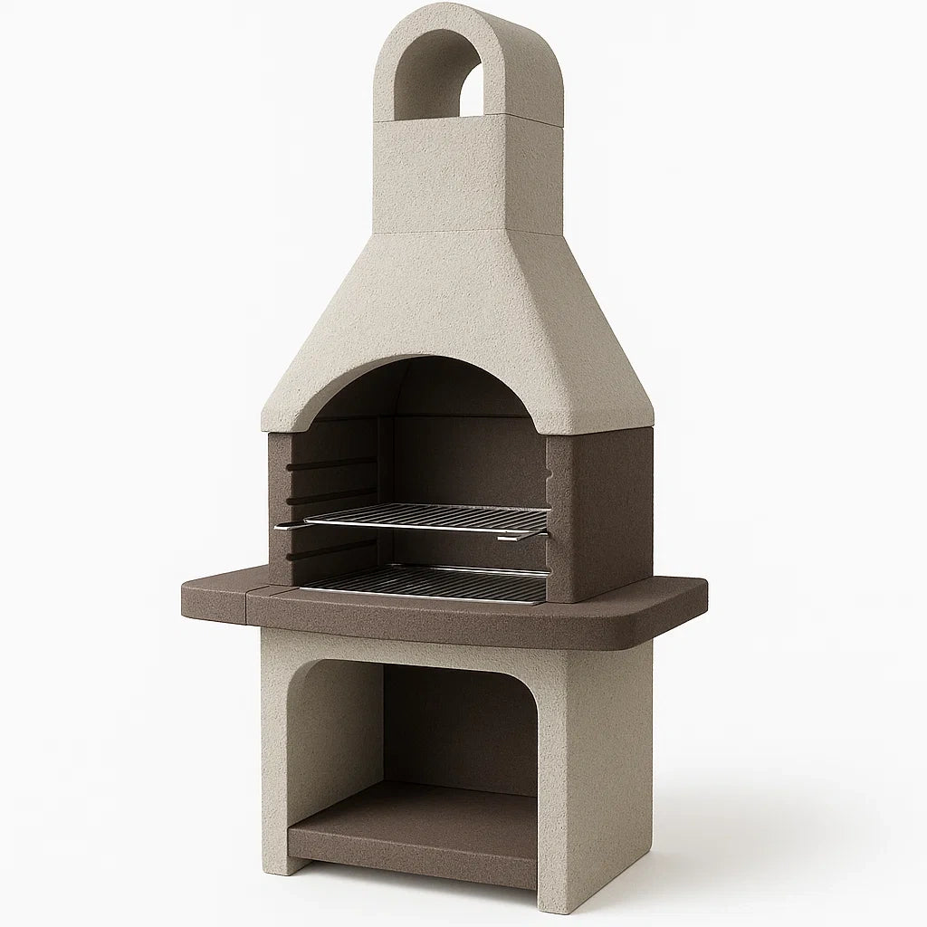Barbecue en maçonnerie d'extérieur en béton marron/ivoire - 2026