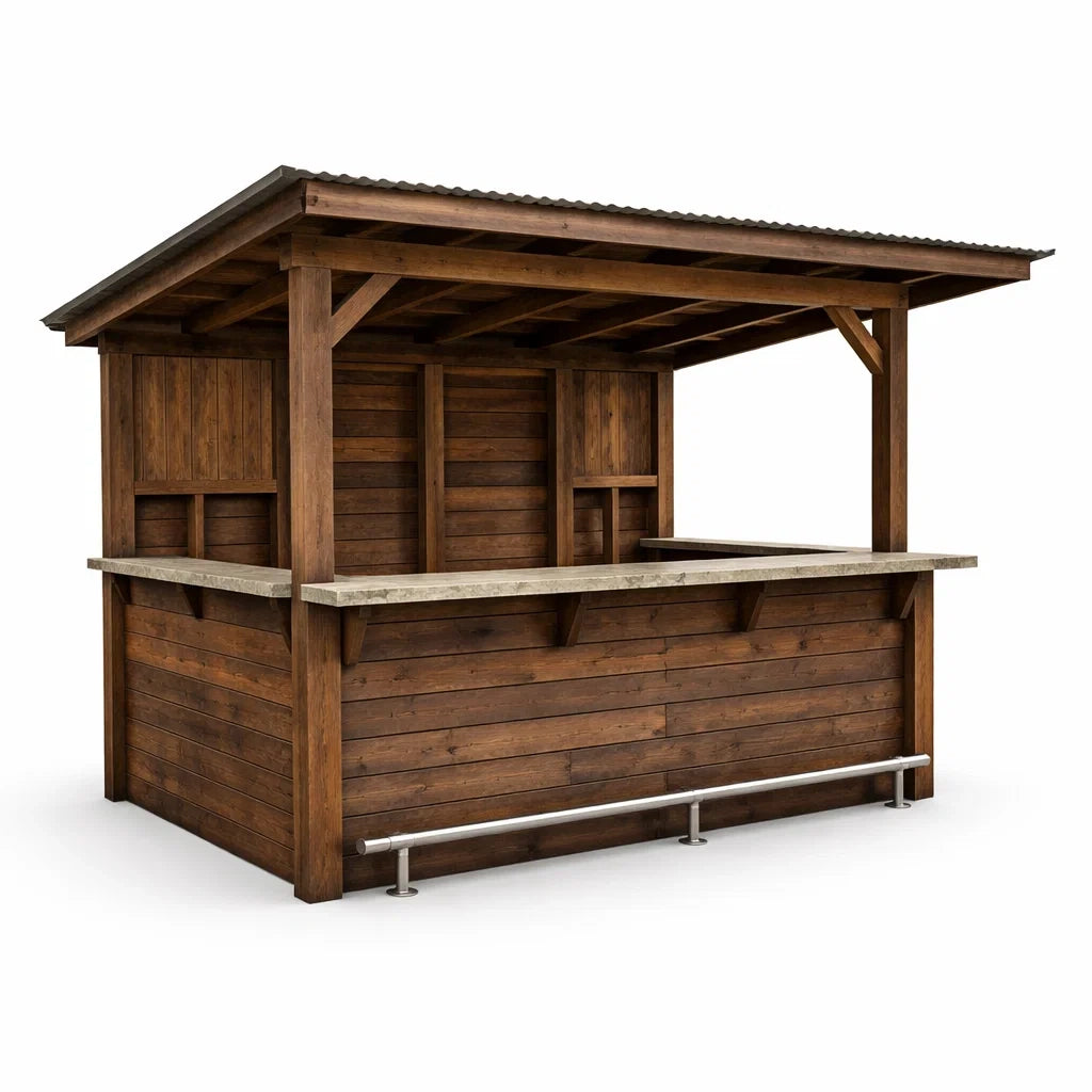 Kiosque bar de jardin en bois avec plan de travail en béton - 2026
