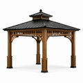 Pavillon de jardin en bois avec toit en acier galvanisé noir 300x300 cm - 2026