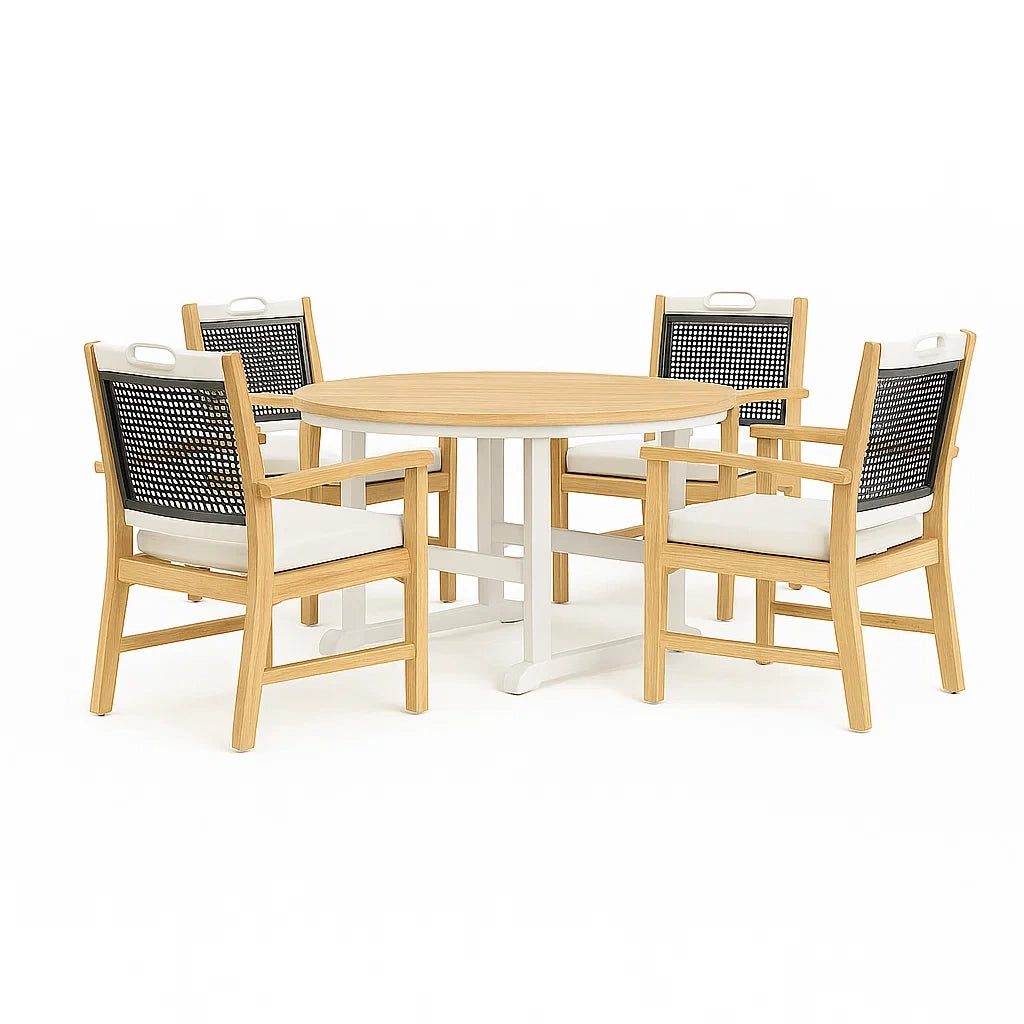 Ensemble table et chaises rondes en bois et aluminium diamètre 120 cm - 2026