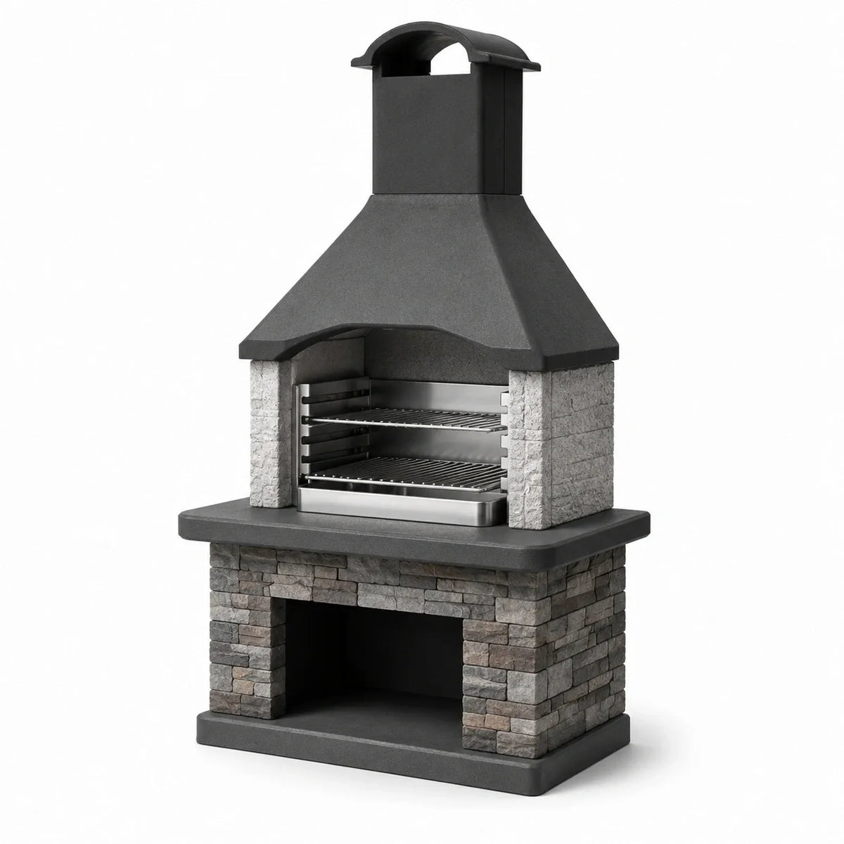 Barbecue en pierre naturelle et acier inoxydable noir/gris - 2026