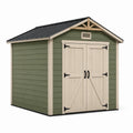 Abri de jardin en bois composite avec toit en acier galvanisé vert et beige - 2026