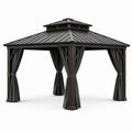 Pavillon de Jardin en Aluminium avec Rideaux en Polyester Noir 300x400 cm - 2026