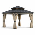 Pavillon de jardin en aluminium avec toit en acier et rideaux polyester 300x400x300 cm - 2026