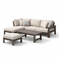 Salon de jardin en aluminium avec coussins en polyester beige et structure marron - 2026