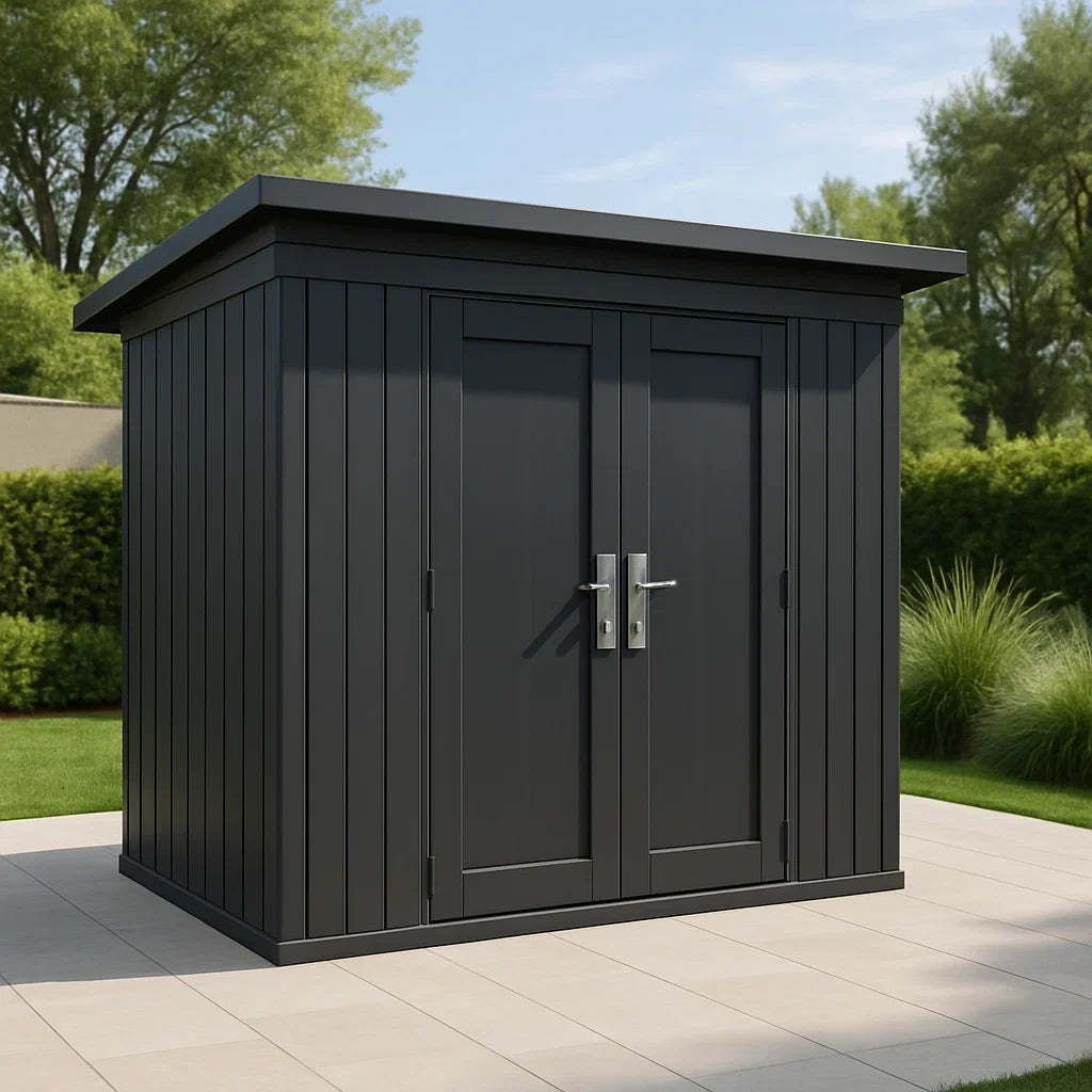 Abri de jardin en aluminium avec toit plat 210x195x185 cm gris anthracite - 2026