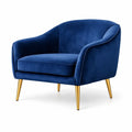 Fauteuil en velours bleu avec pieds en métal - 2026